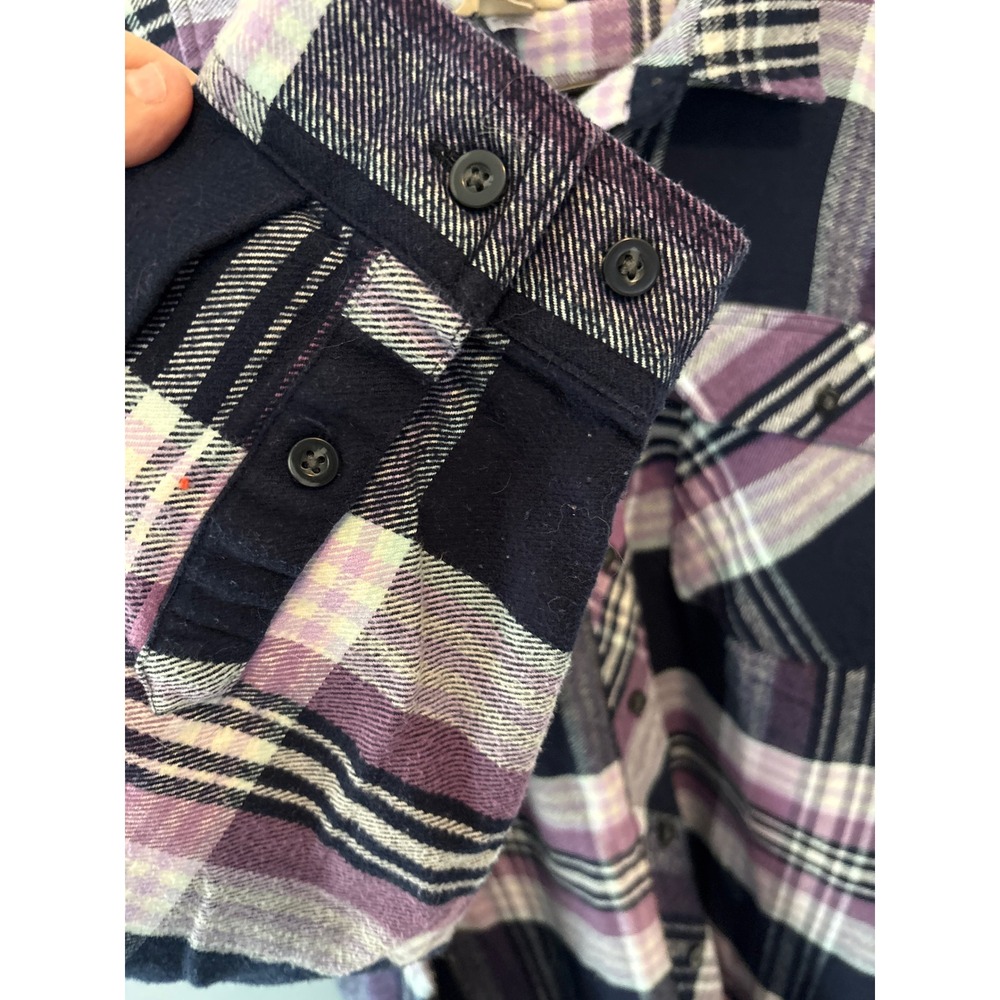 Duluth Trading flannel Shirt Womens 4X Purple Navy Plaid Long Sleeve Button Down - Picture 5 of 6